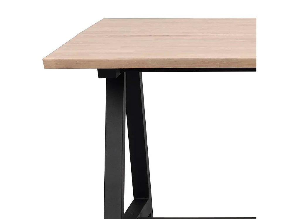 Küchentisch aus Eiche Massivholz White Wash geölt A-Fußgestell in Schwarz