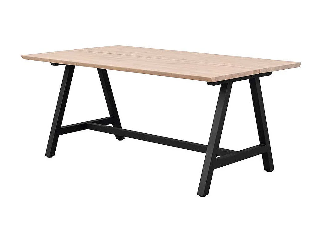 Küchentisch aus Eiche Massivholz White Wash geölt A-Fußgestell in Schwarz