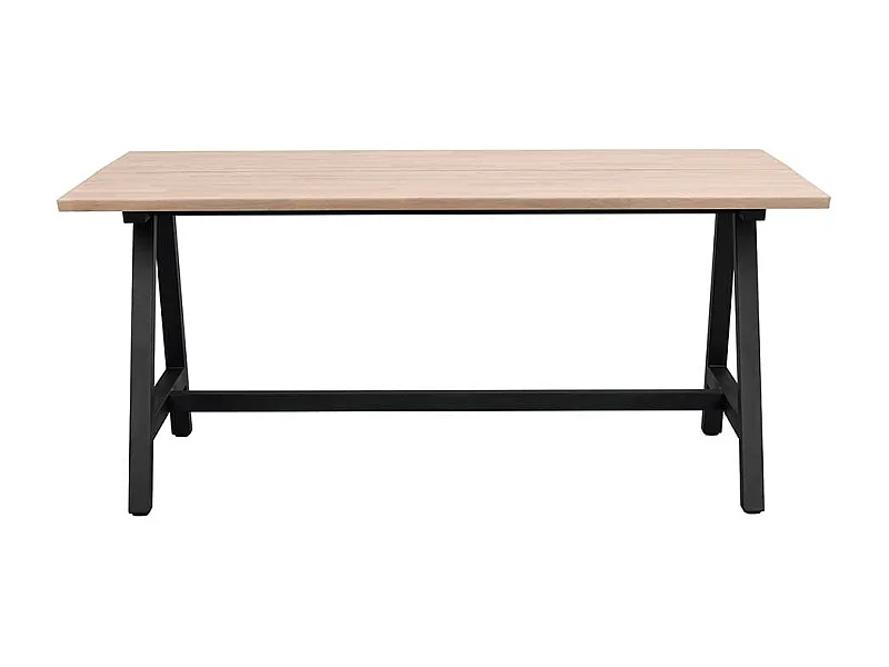 Küchentisch aus Eiche Massivholz White Wash geölt A-Fußgestell in Schwarz