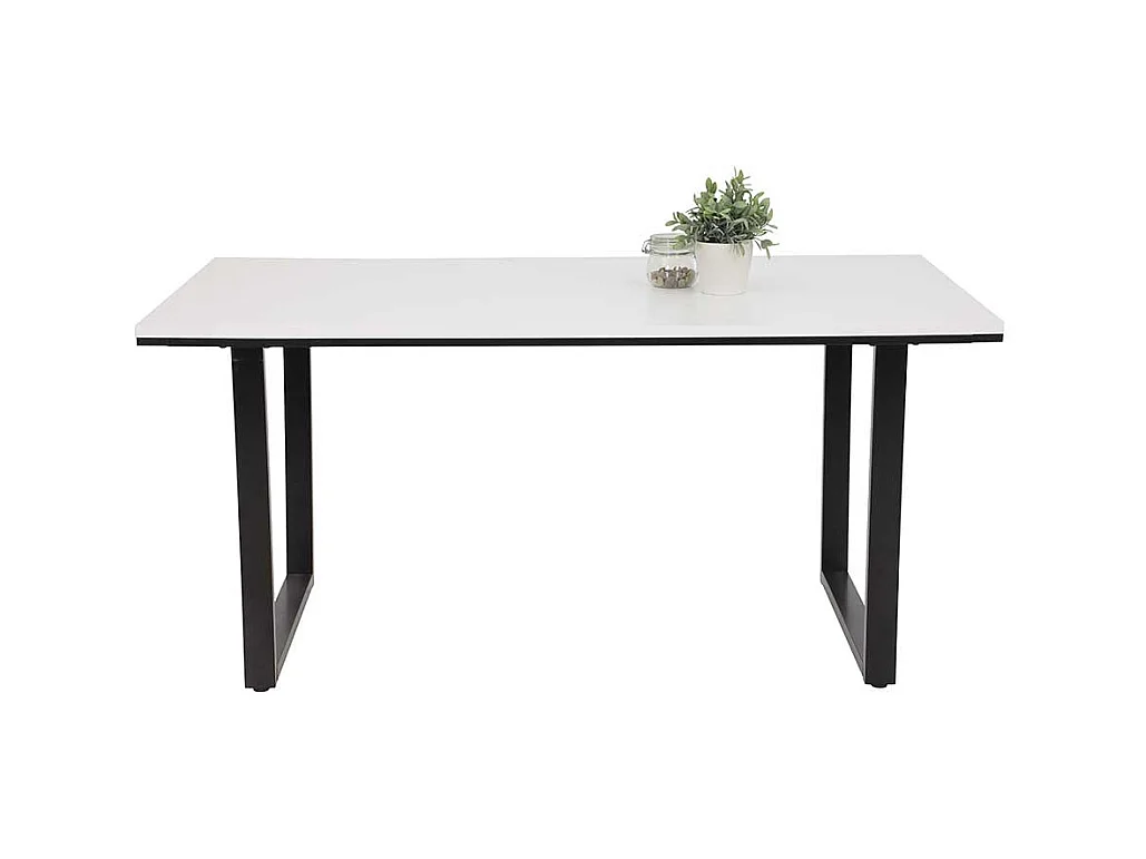 Essenstisch in Weiß und Schwarz Bügelgestell aus Metall