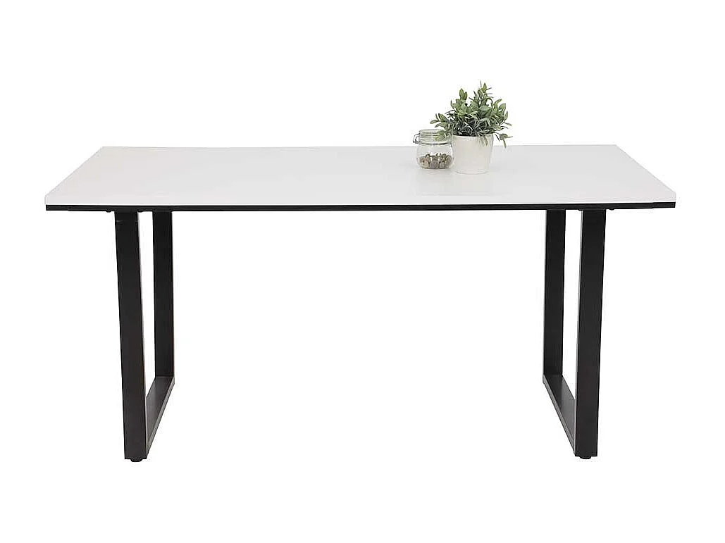 Essenstisch in Weiß und Schwarz Bügelgestell aus Metall