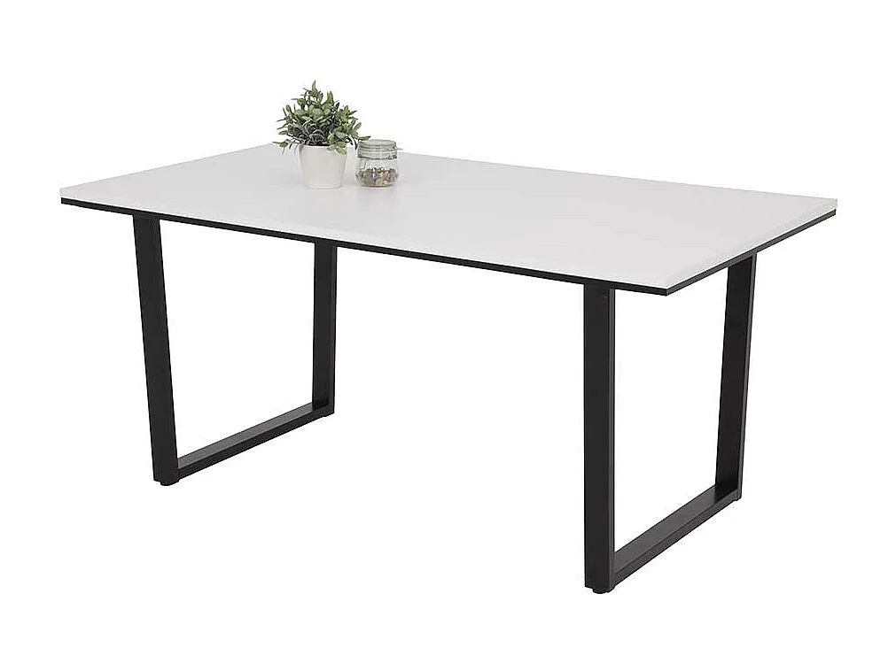 Essenstisch in Weiß und Schwarz Bügelgestell aus Metall
