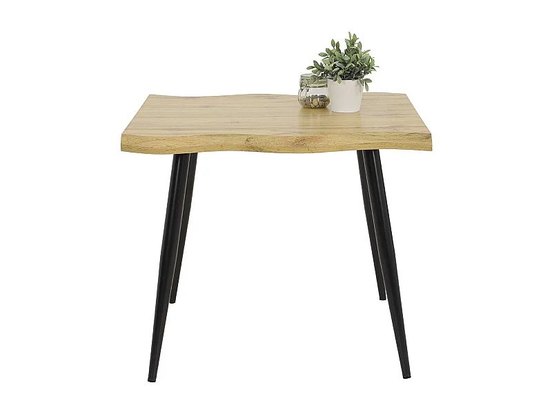 Kleiner Küchentisch in Wildeichefarben und Schwarz Baumkante Nachbildung