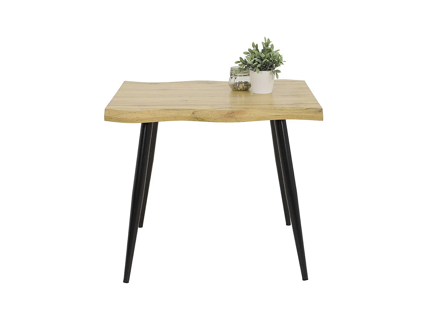 Kleiner Küchentisch in Wildeichefarben und Schwarz Baumkante Nachbildung