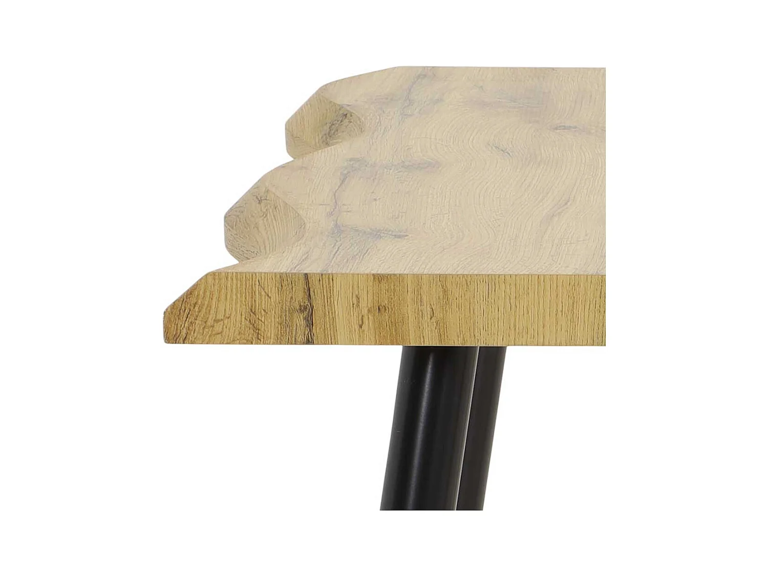 Kleiner Küchentisch in Wildeichefarben und Schwarz Baumkante Nachbildung