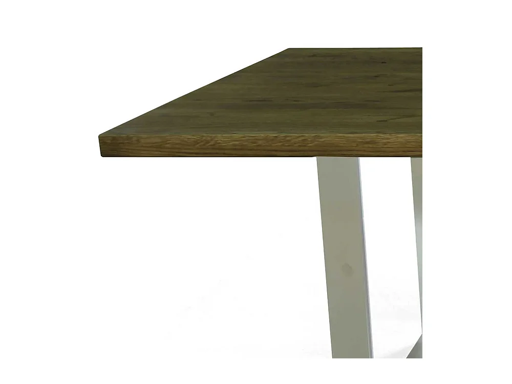 Esszimmer Tisch aus Eiche Massivholz und Edelstahl 75 cm hoch