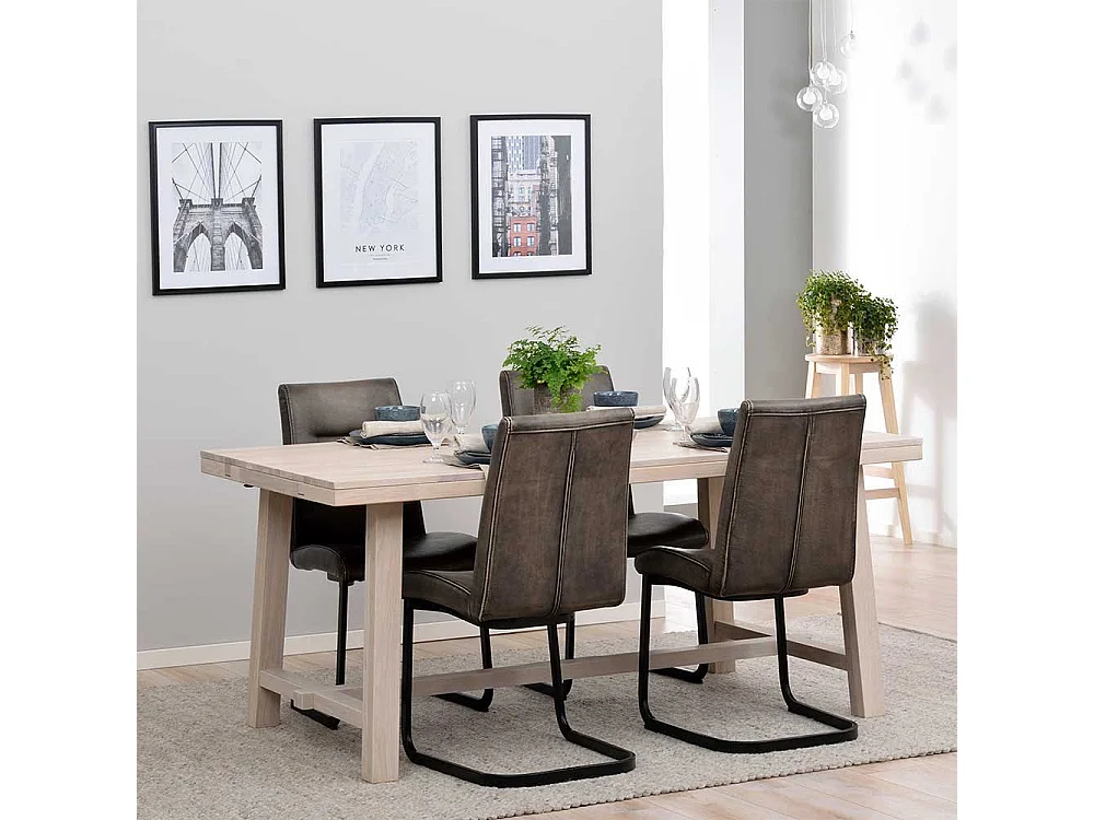 Esszimmertisch aus Eiche White Wash massiv modern