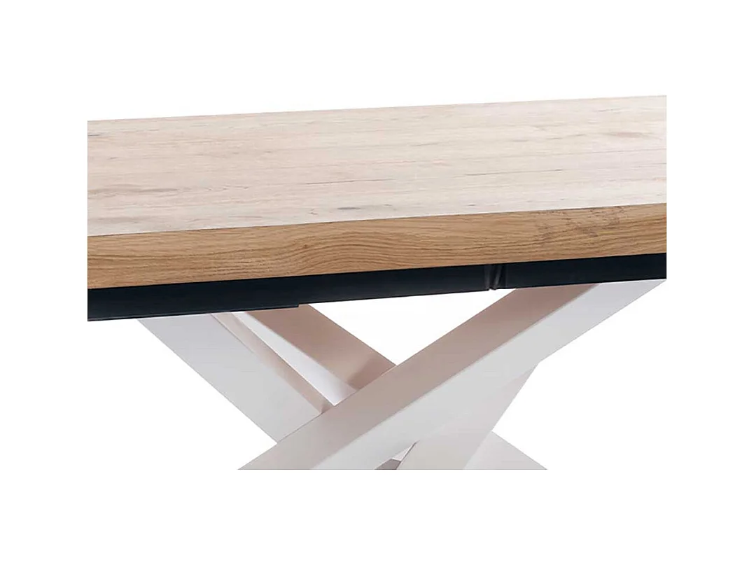 Esszimmertisch mit Eiche furniert Mikado Fußgestell in Weiß