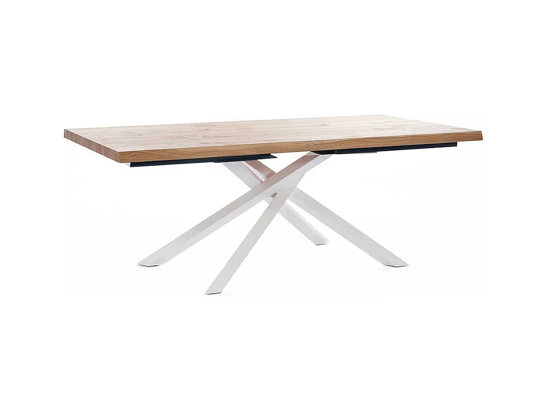 Esszimmertisch mit Eiche furniert Mikado Fußgestell in Weiß