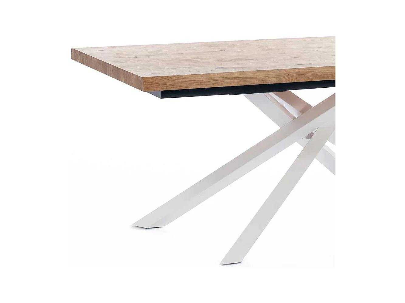 Esszimmertisch mit Eiche furniert Mikado Fußgestell in Weiß