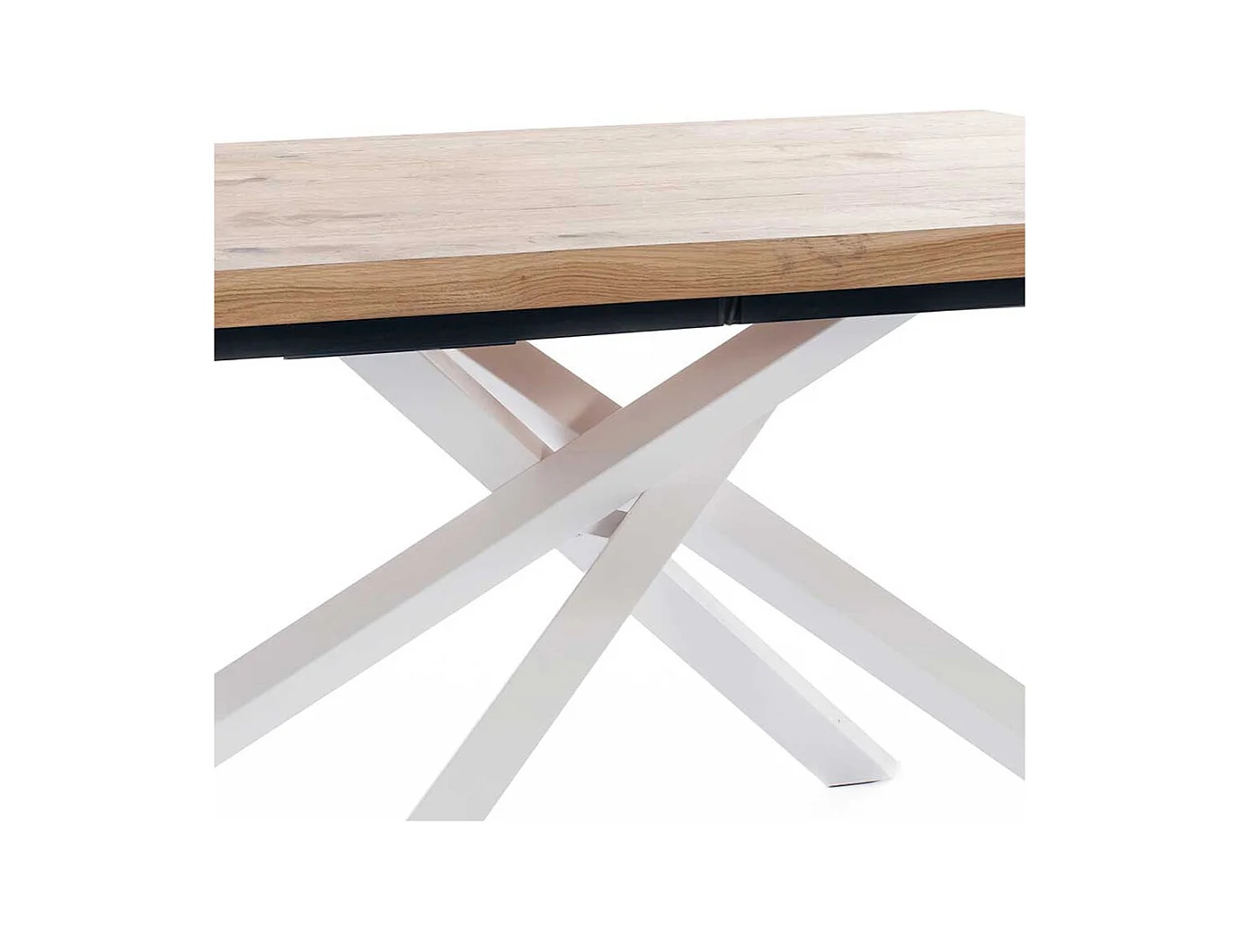 Esszimmertisch mit Eiche furniert Mikado Fußgestell in Weiß