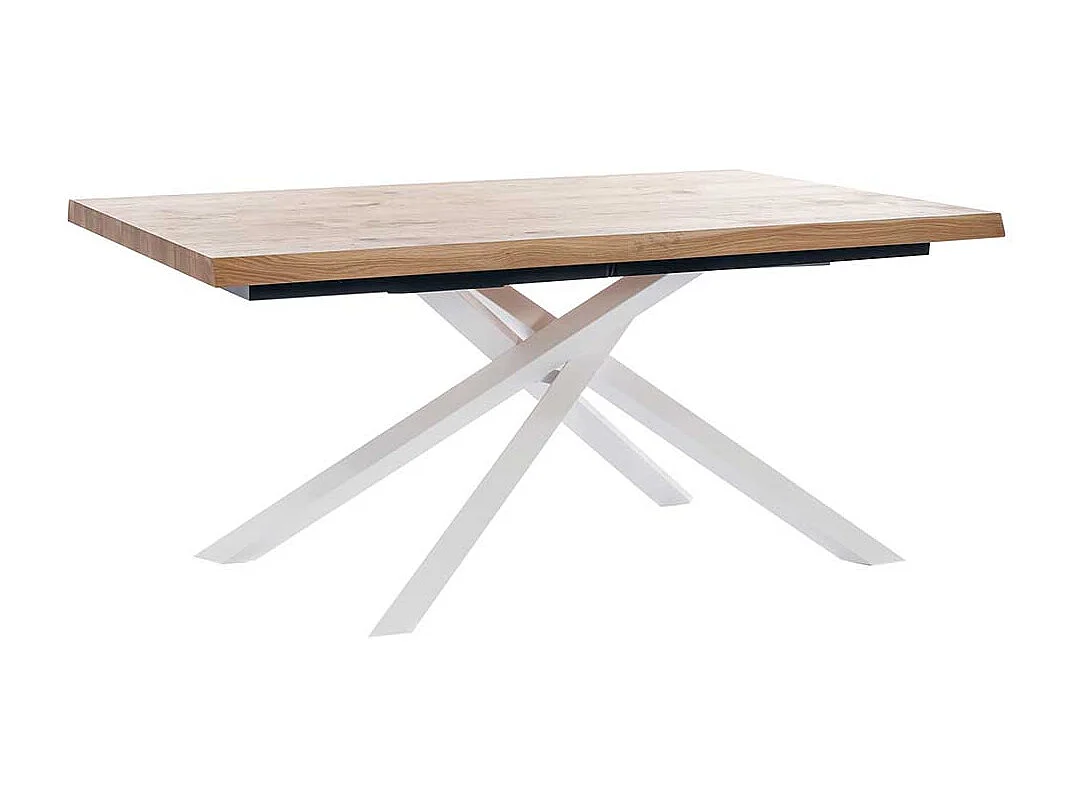 Esszimmertisch mit Eiche furniert Mikado Fußgestell in Weiß