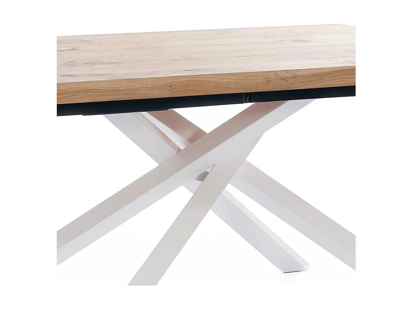 Esszimmertisch mit Eiche furniert Mikado Fußgestell in Weiß