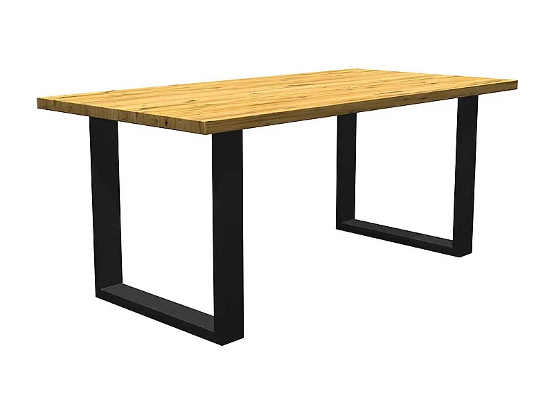 Tisch aus Eiche und Metall mit Bügelgestell 77 cm hoch