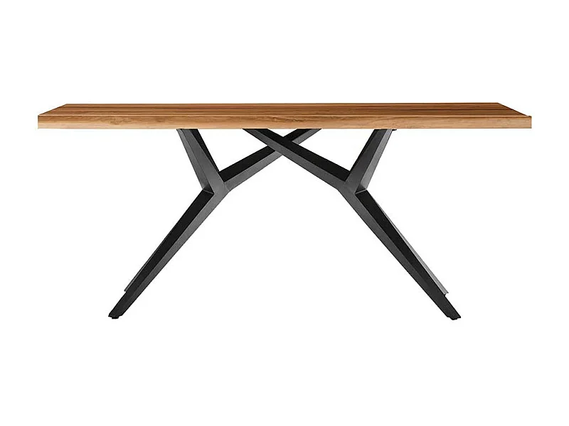 Esszimmer Tisch in Teakfarben und Schwarz Recyclingholz und Metall