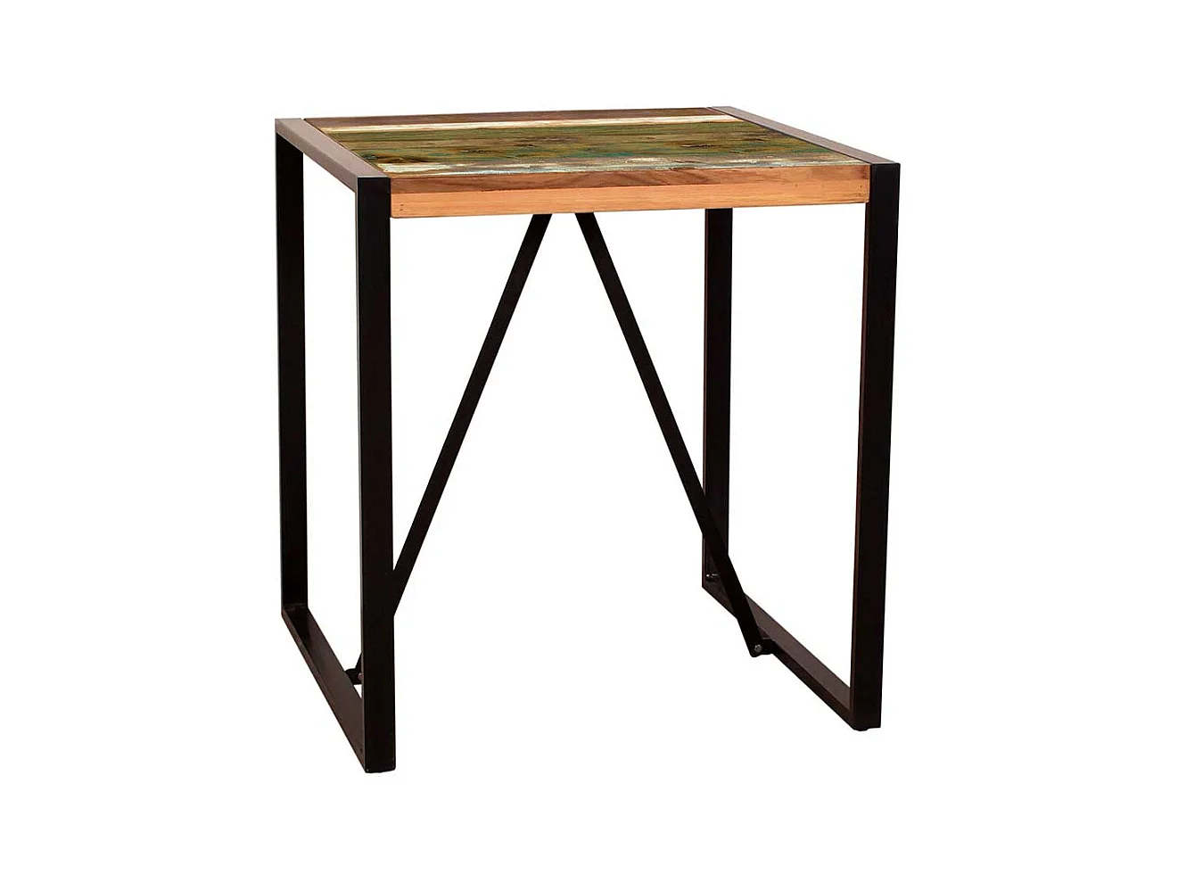 Küchentisch aus Recyclingholz und Metall Bügelgestell