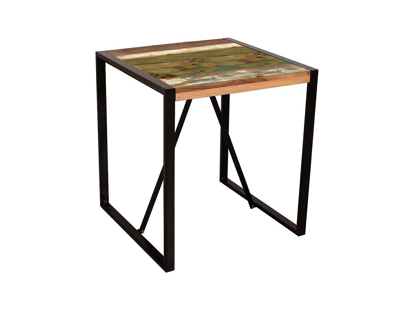 Küchentisch aus Recyclingholz und Metall Bügelgestell