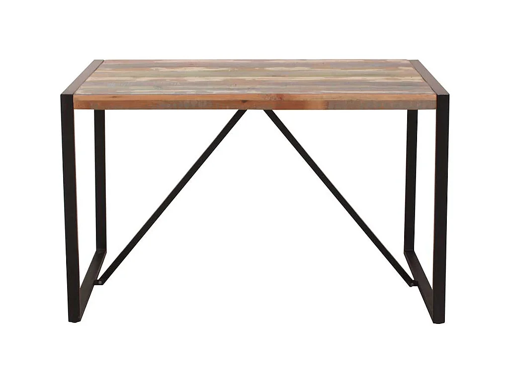 Küchentisch aus Recyclingholz und Metall Bügelgestell