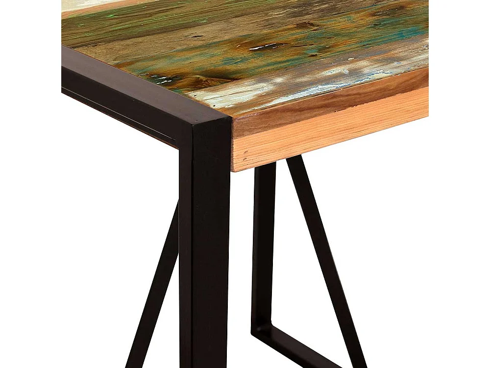 Küchentisch aus Recyclingholz und Metall Bügelgestell