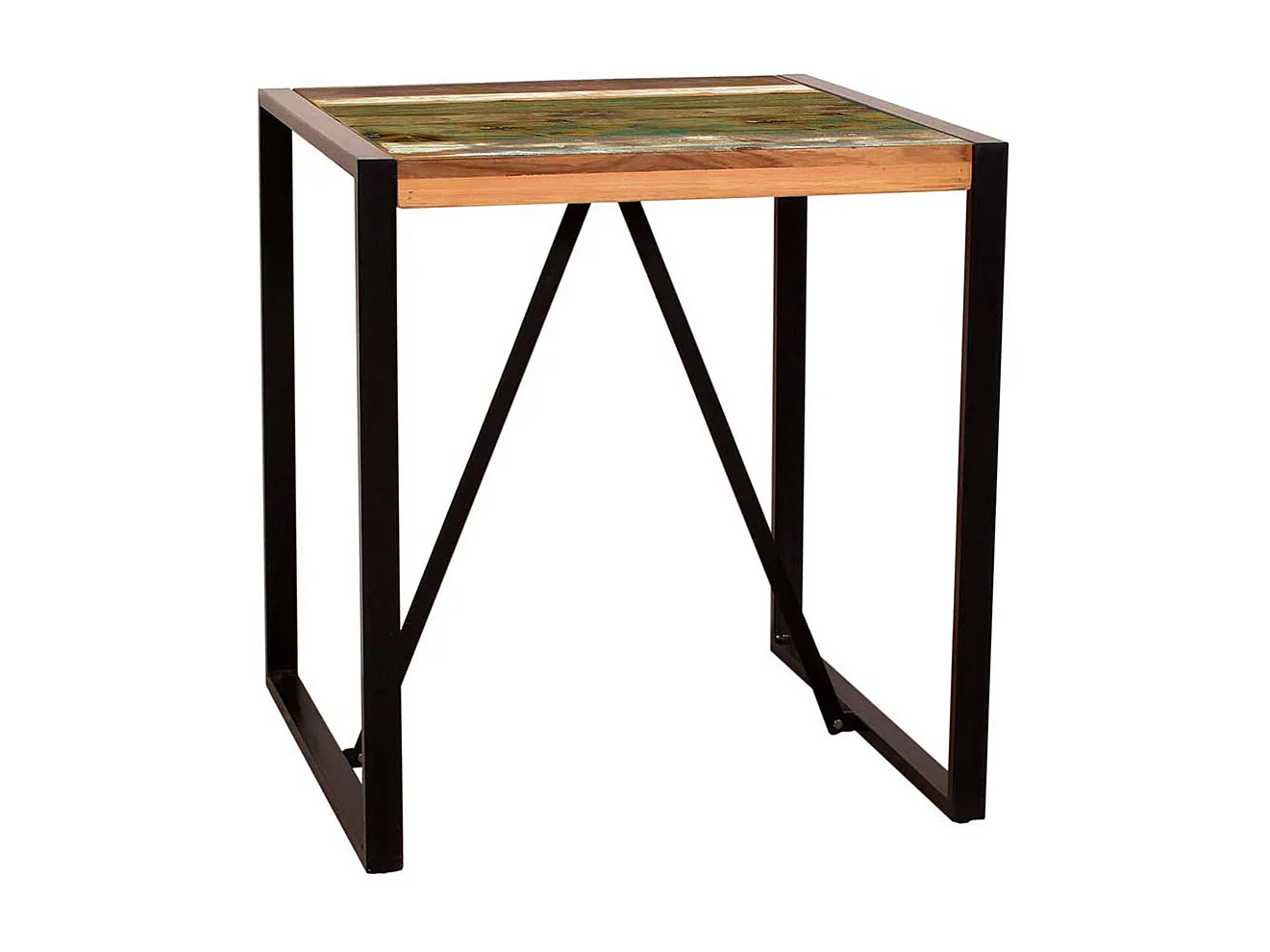 Küchentisch aus Recyclingholz und Metall Bügelgestell