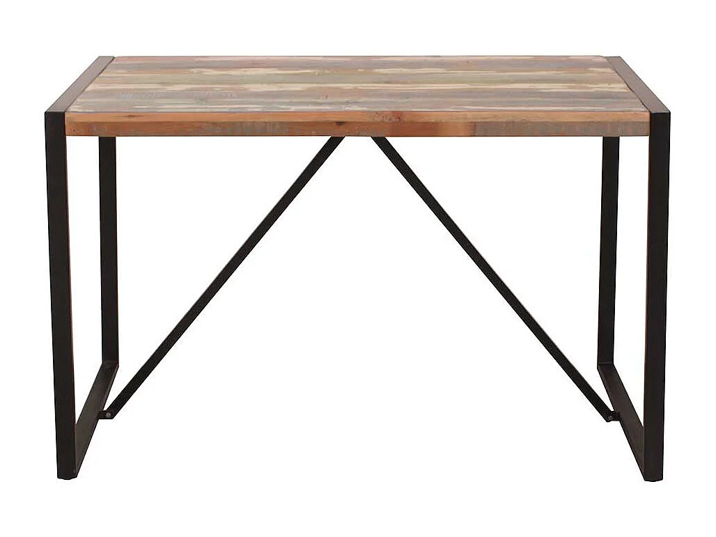 Küchentisch aus Recyclingholz und Metall Bügelgestell