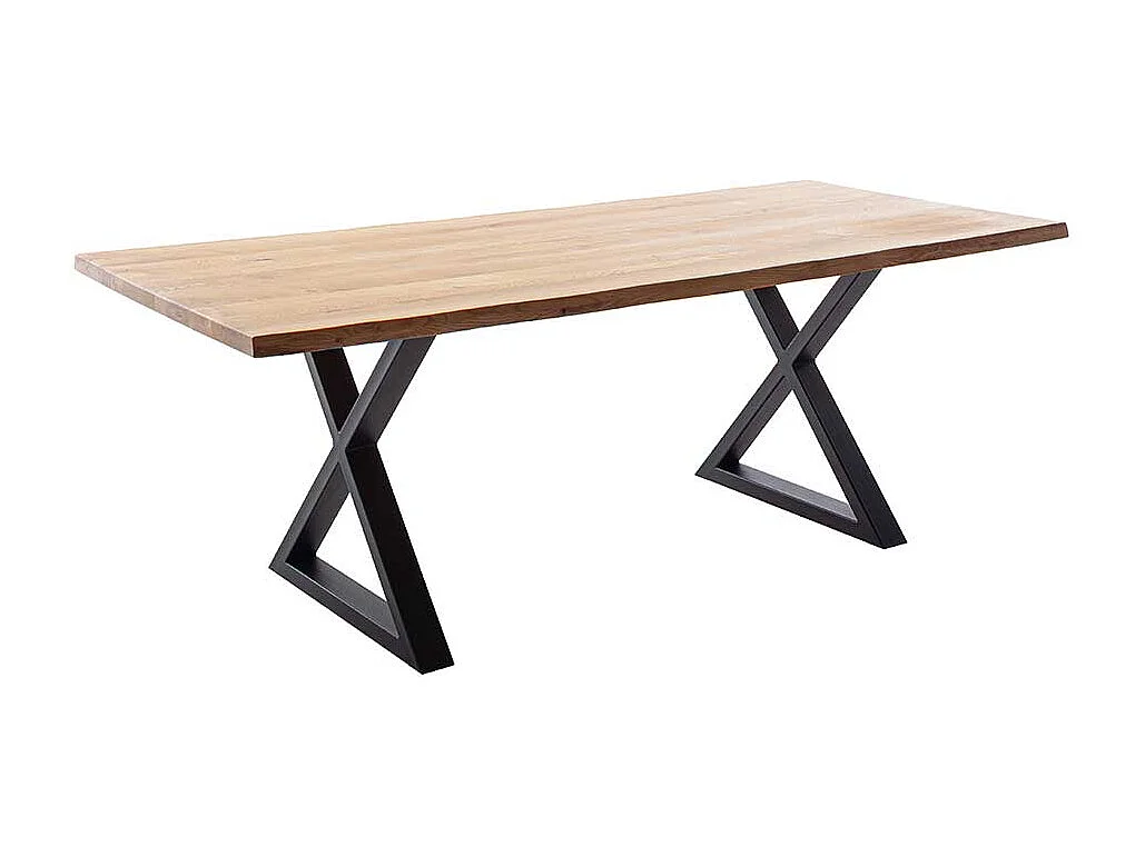 Esstisch Echtholztisch in Wildeichefarben mit X Gestell