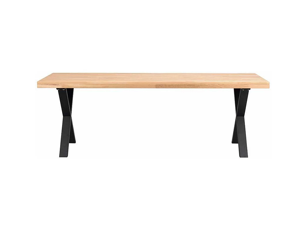 Esszimmertisch aus Eiche Massivholz und Metall 75 cm hoch