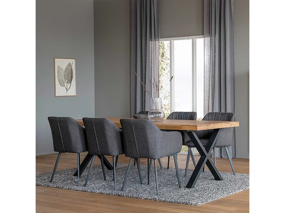 Esszimmertisch aus Eiche Massivholz und Metall 75 cm hoch