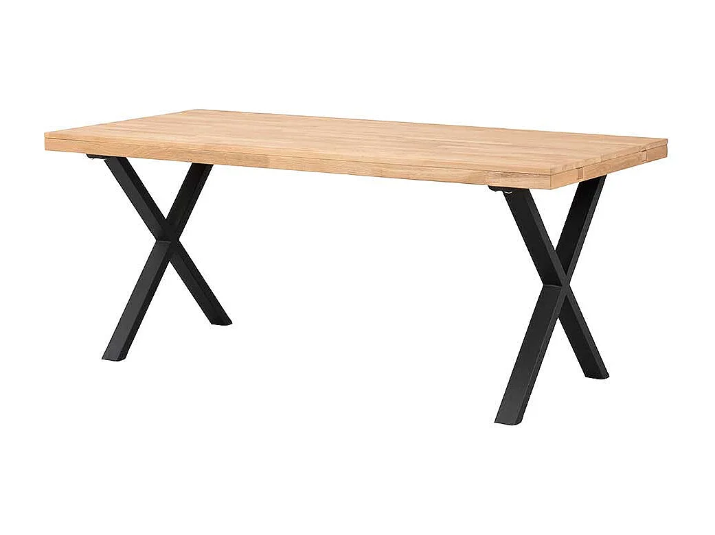 Esszimmertisch aus Eiche Massivholz und Metall 75 cm hoch