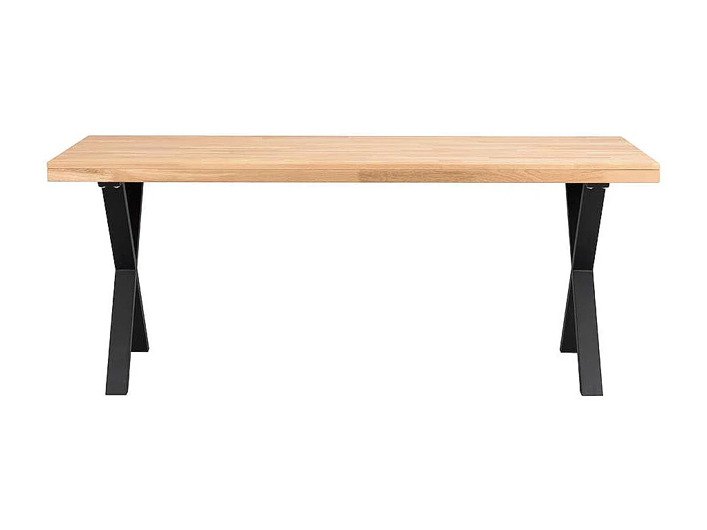 Esszimmertisch aus Eiche Massivholz und Metall 75 cm hoch