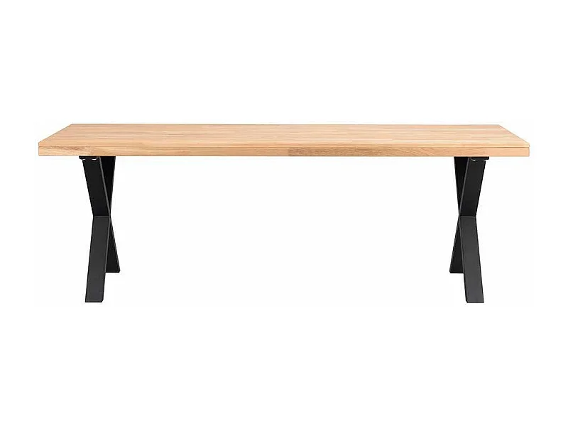 Esszimmertisch aus Eiche Massivholz und Metall 75 cm hoch