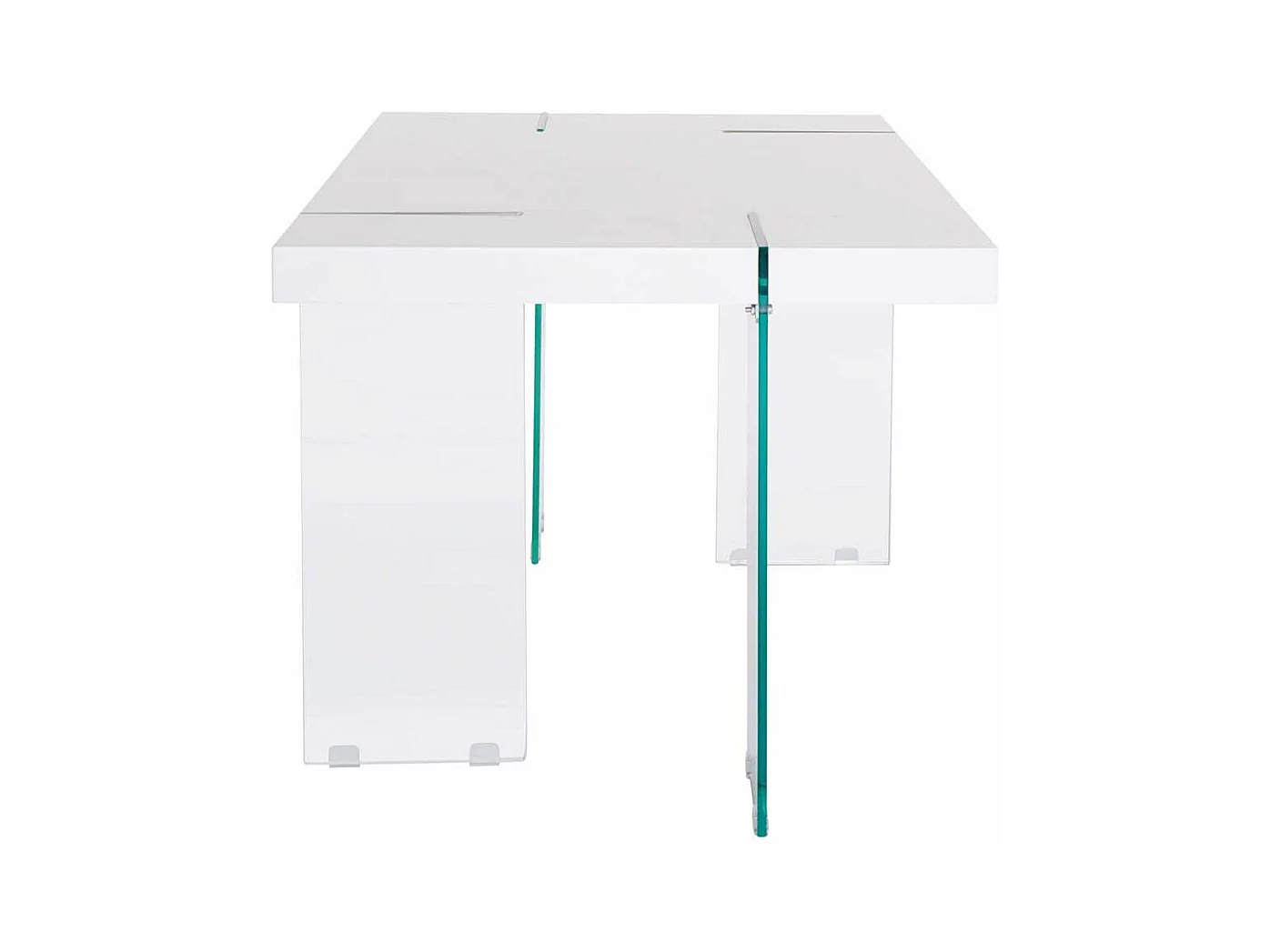 Tisch aus Sicherheitsglas und MDF Weiß Hochglanz