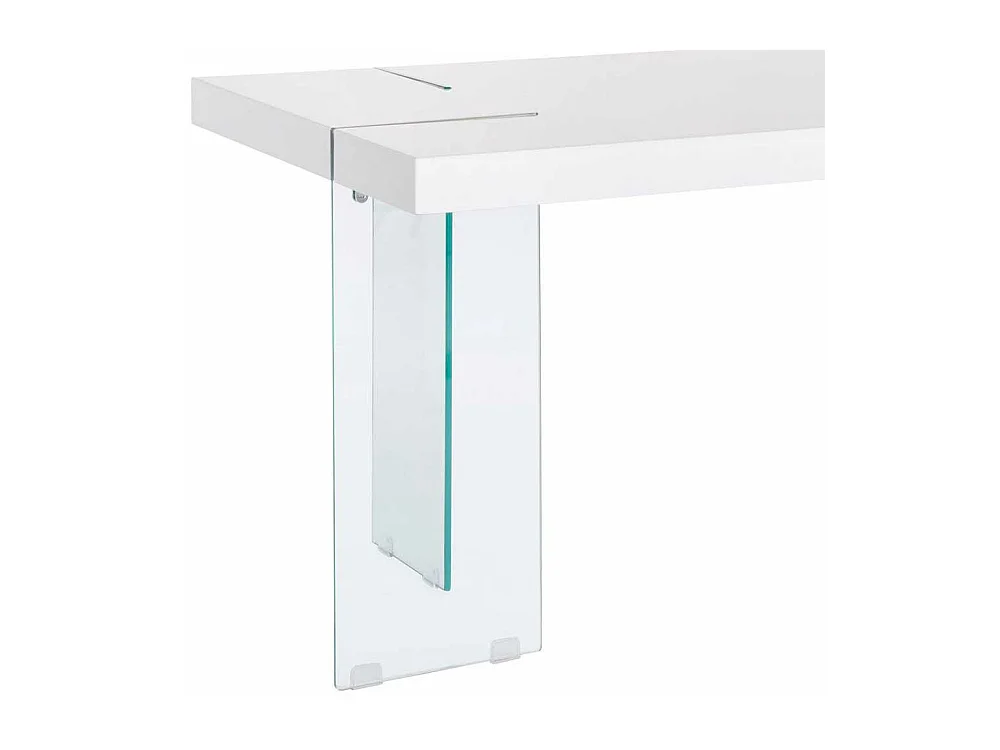 Tisch aus Sicherheitsglas und MDF Weiß Hochglanz