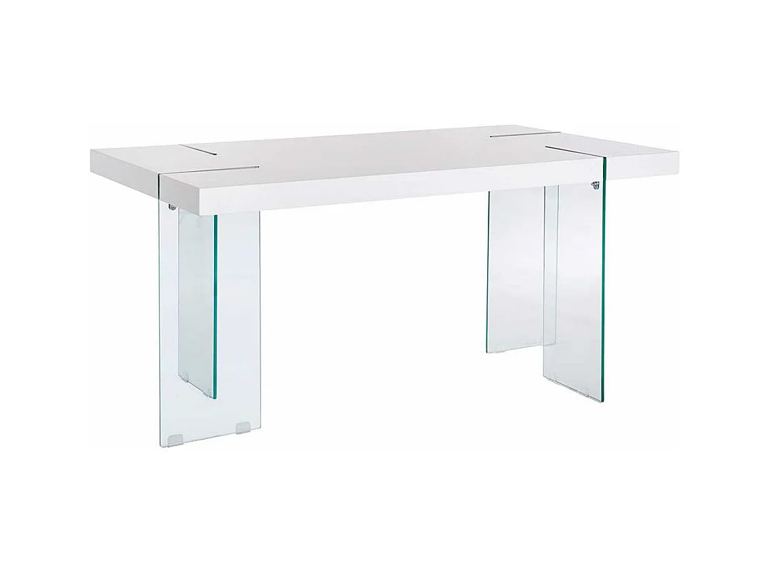 Tisch aus Sicherheitsglas und MDF Weiß Hochglanz