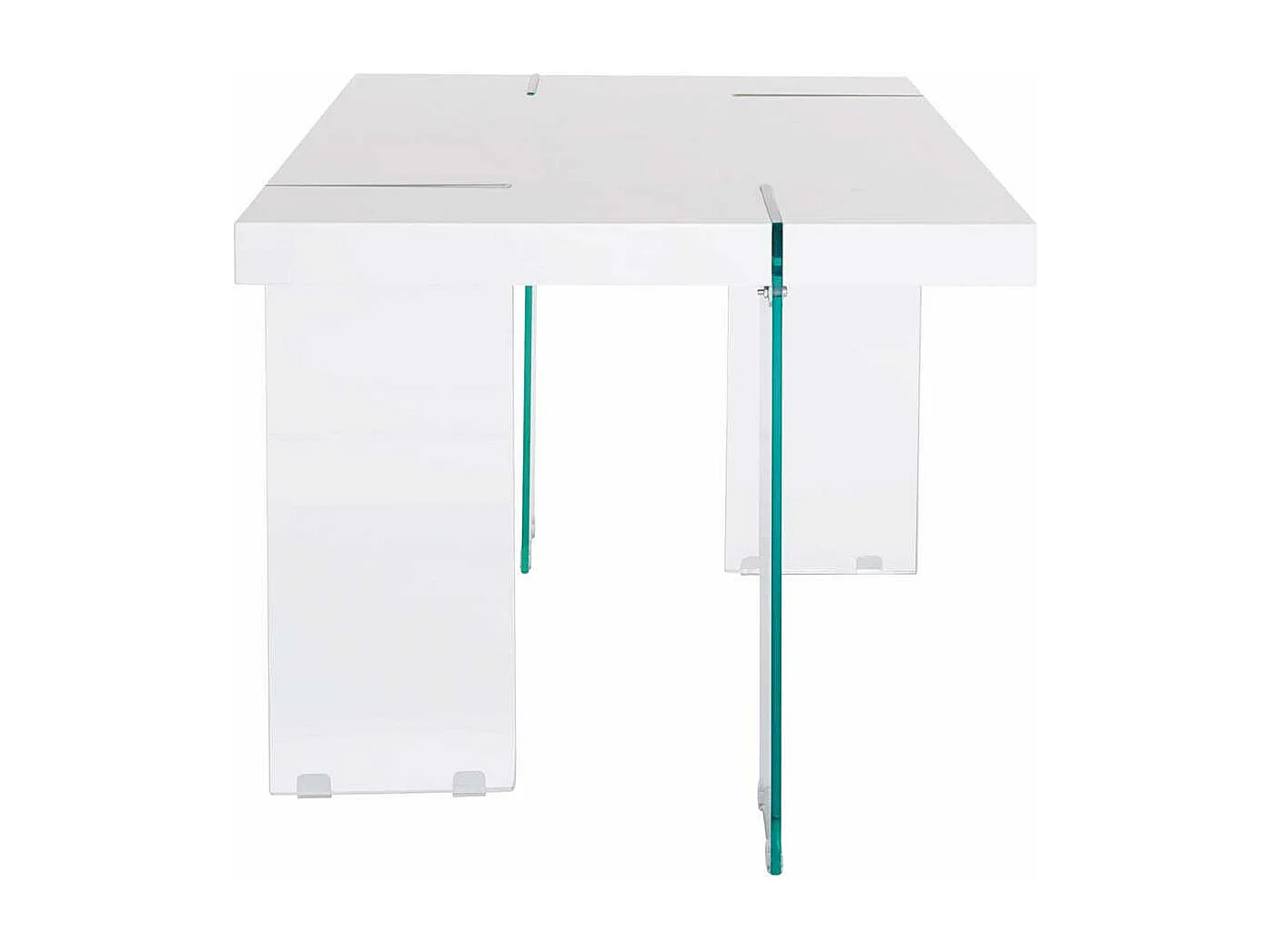 Tisch aus Sicherheitsglas und MDF Weiß Hochglanz