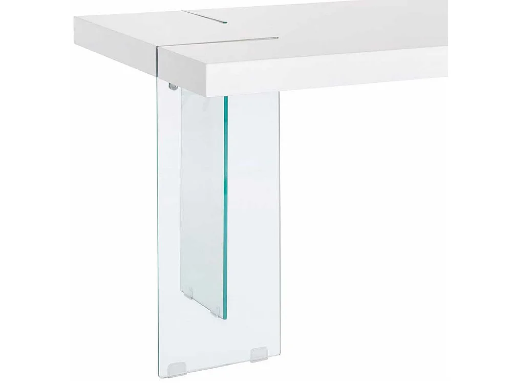 Tisch aus Sicherheitsglas und MDF Weiß Hochglanz