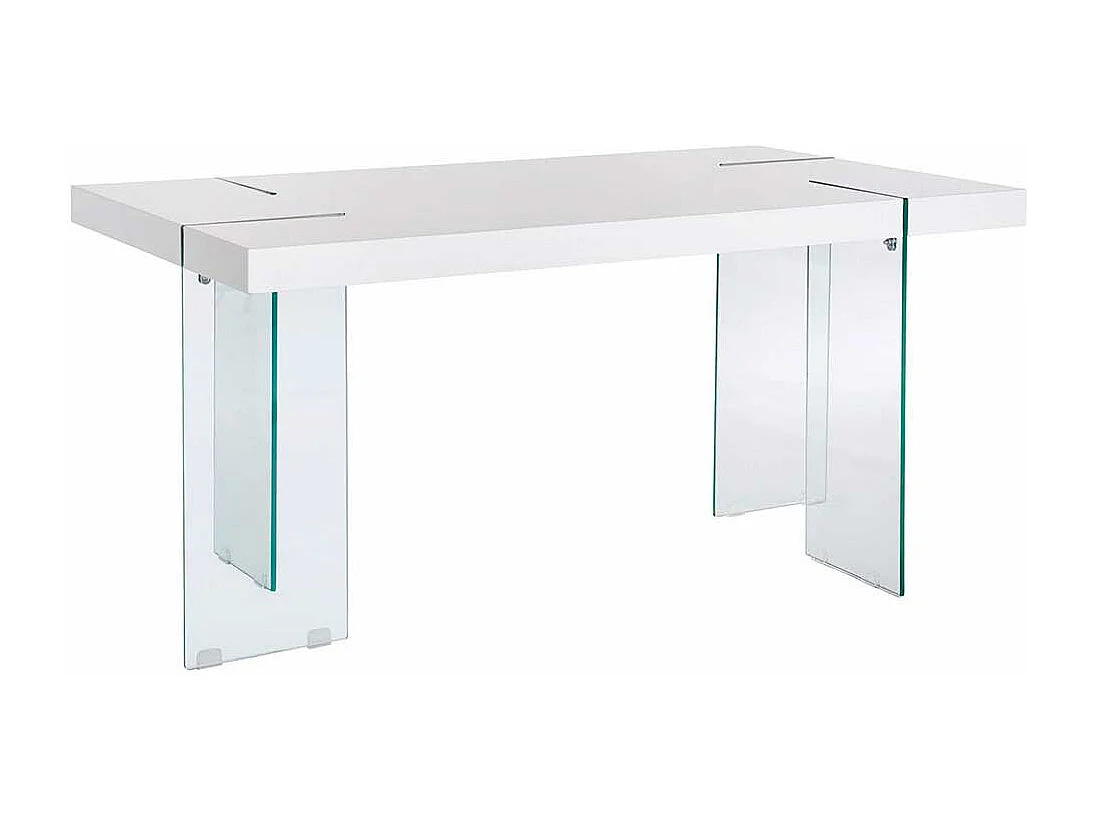 Tisch aus Sicherheitsglas und MDF Weiß Hochglanz