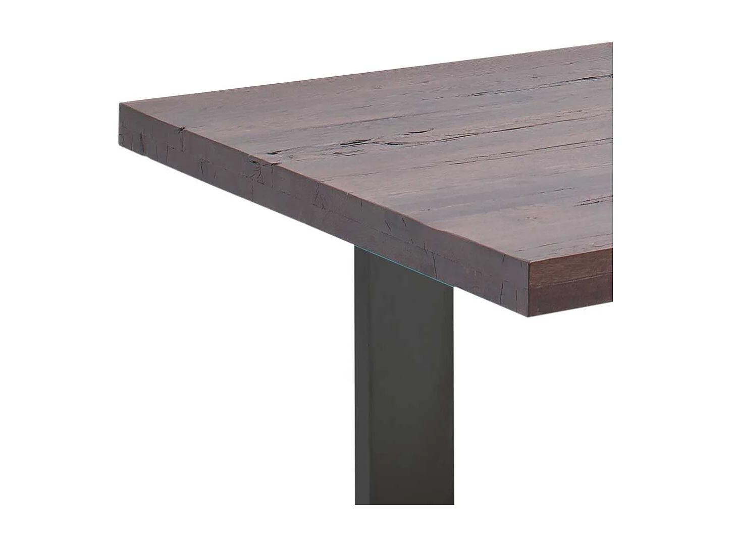 Tisch aus Zerreiche Massivholz und Stahl modern