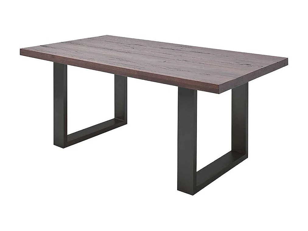 Tisch aus Zerreiche Massivholz und Stahl modern