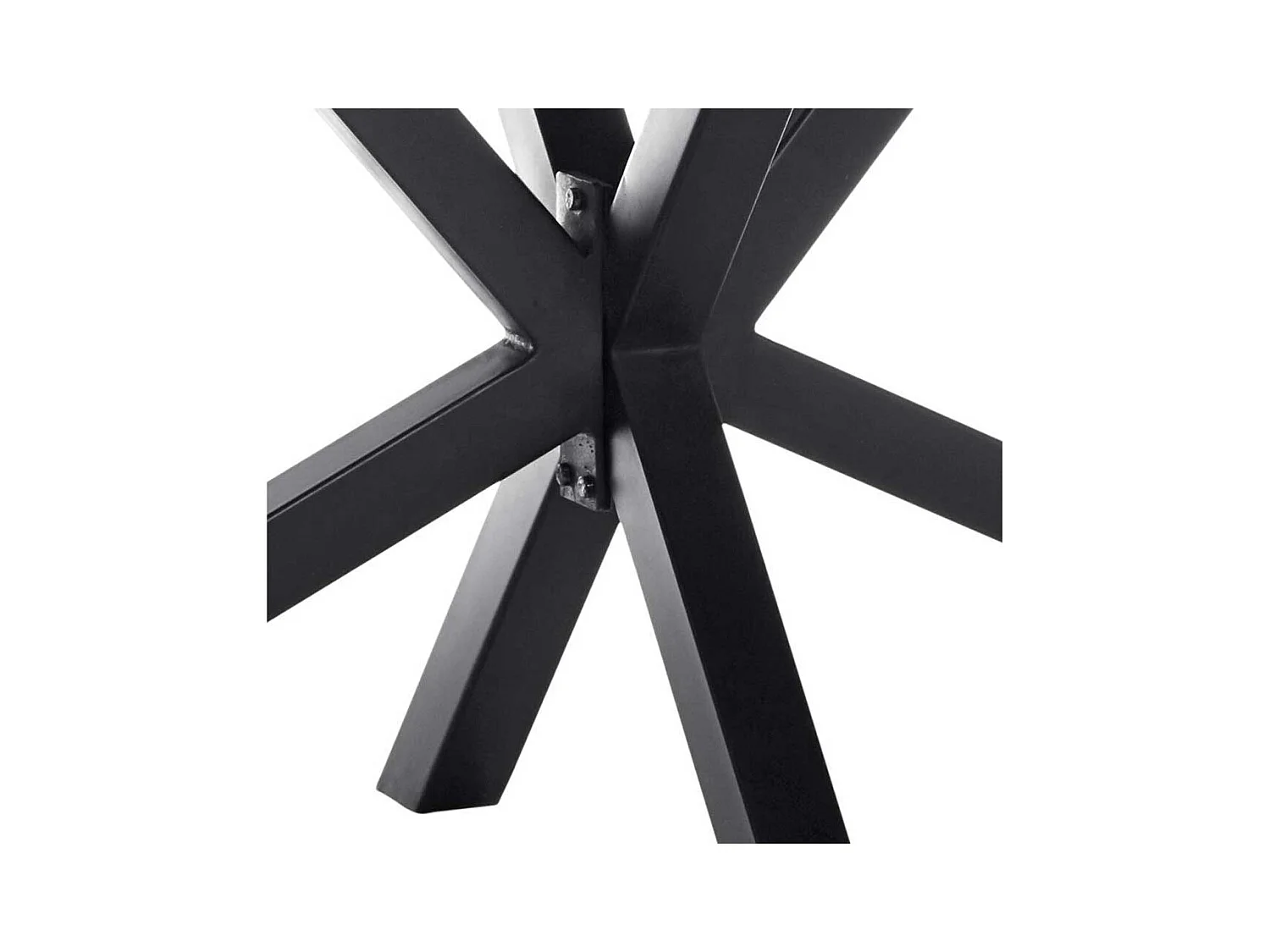 Esszimmertisch aus Wildeiche Massivholz und Eisen Spider Gestell