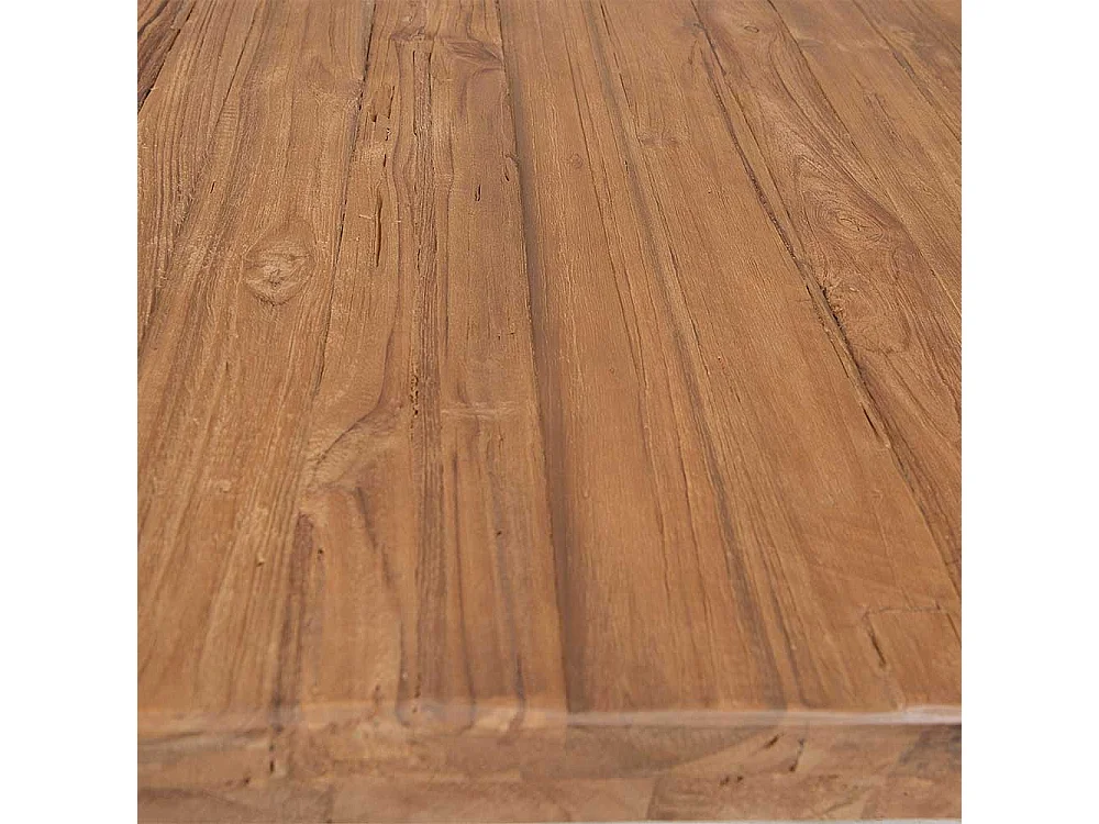 Esstisch in Teak und Altsilberfarben Massivholz und Metall