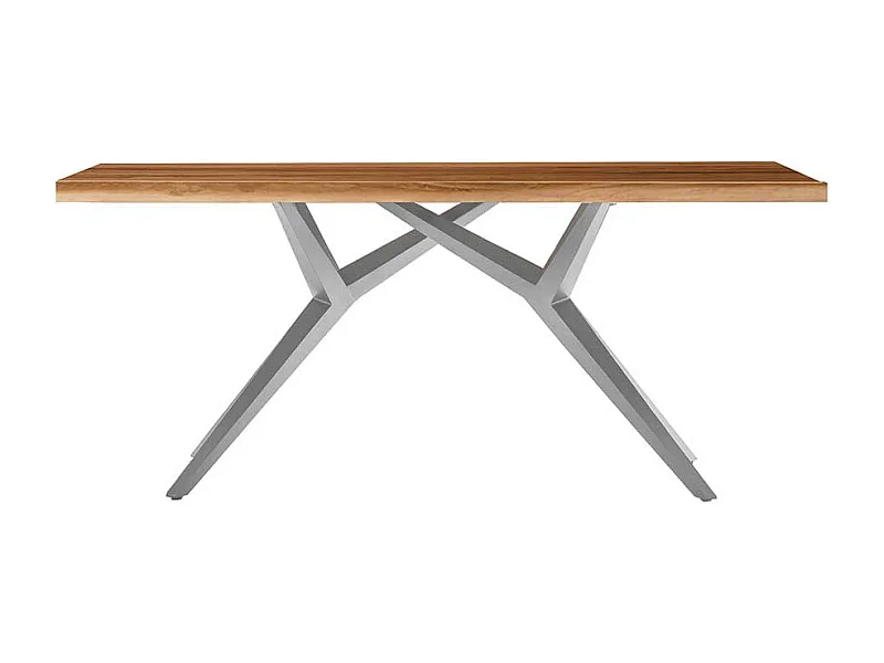 Esstisch in Teak und Altsilberfarben Massivholz und Metall