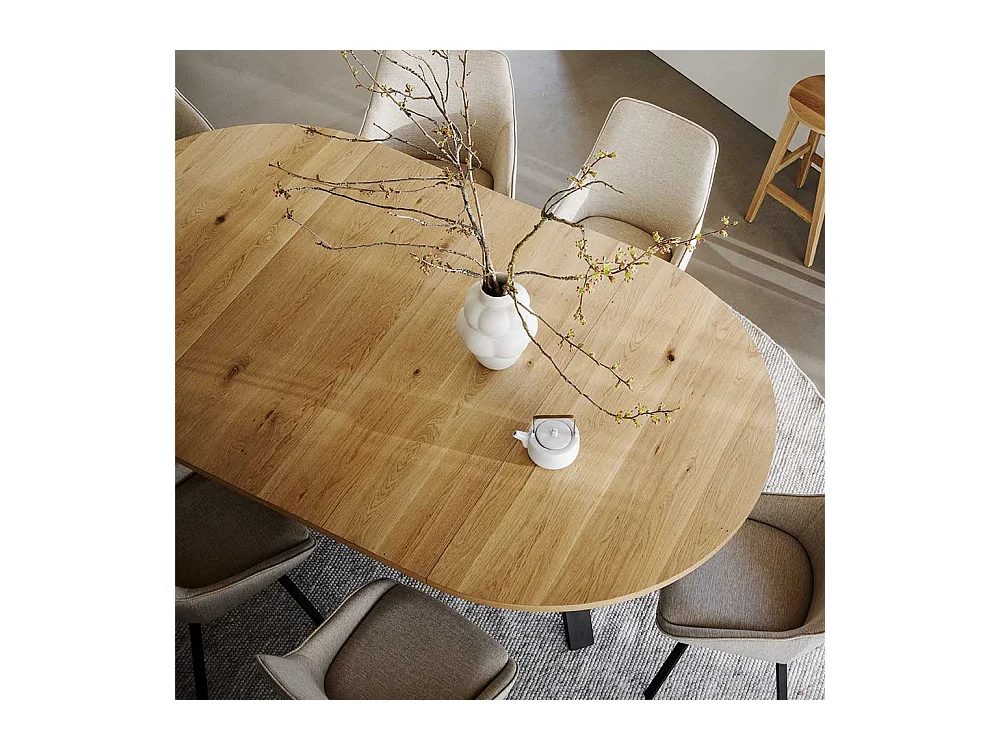 Esstisch Eiche Furnier geölt mit Vierfußgestell Metall