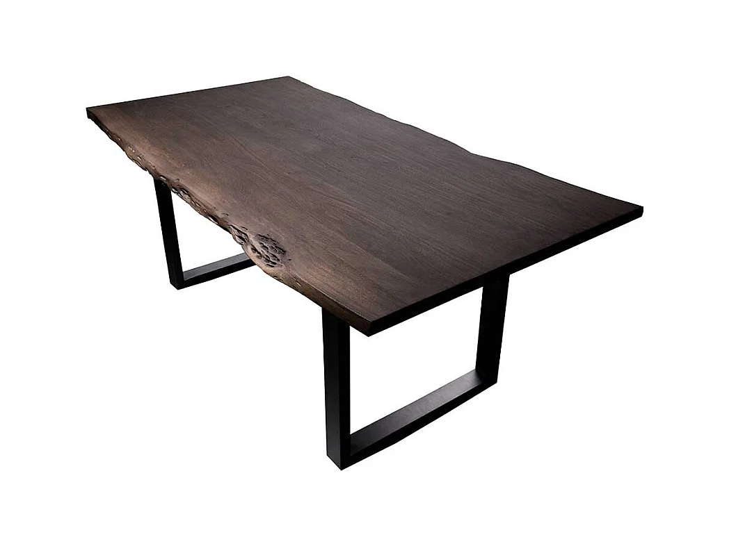 Markanter Esstisch mit Baumkante Walnussfarben und Anthrazit
