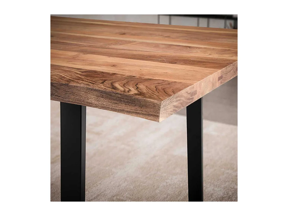 Esstisch Baumkantentisch im Industry und Loft Stil mit Bügelgestell