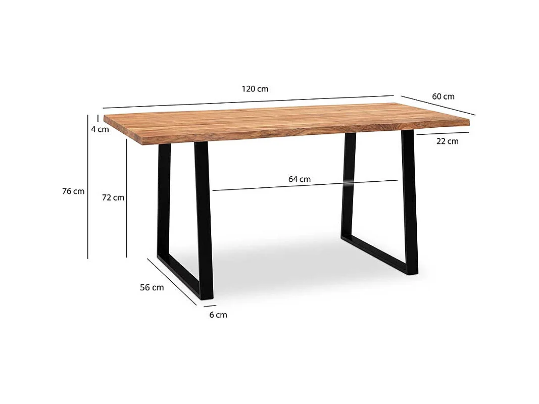 Esstisch Baumkantentisch im Industry und Loft Stil mit Bügelgestell