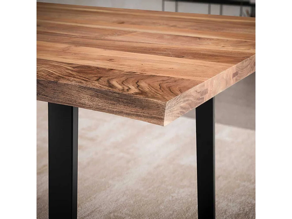 Esstisch Baumkantentisch im Industry und Loft Stil mit Bügelgestell