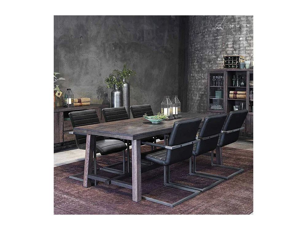 Esszimmertisch in dunkel lackiert und gebürstet Eiche massiv