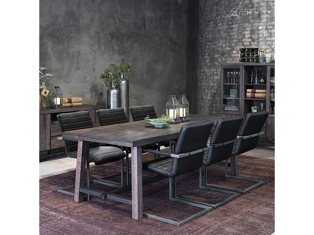 Esszimmertisch in dunkel lackiert und gebürstet Eiche massiv