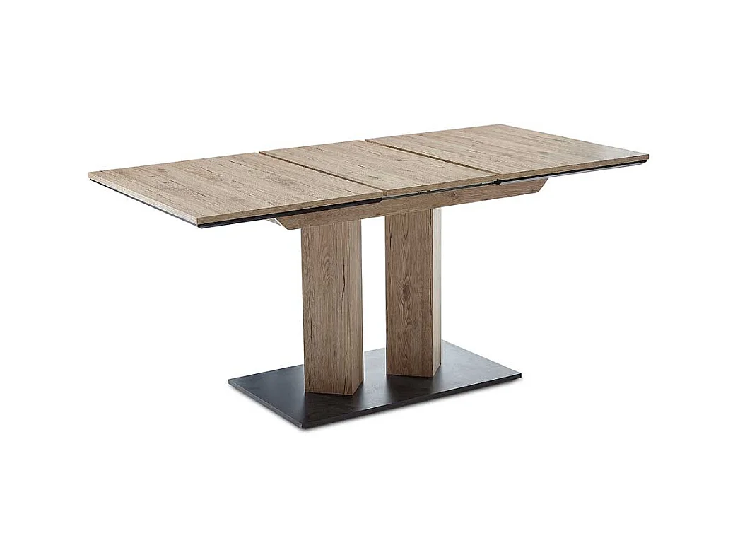 Esszimmertisch in Wildeichefarben & Schwarz Säulengestell